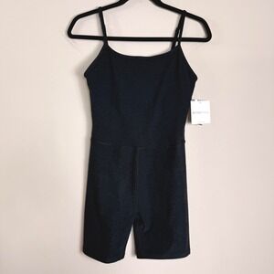 Beyond Yoga Spacedye Cami Romper Darkest Night Charcoal Black Womens Medium NWT